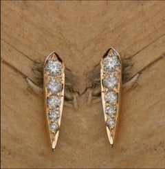 14K Rose Gold Fine Jewelry Diamond Jewelry Spike Earrings Moms Birthday Gift.
