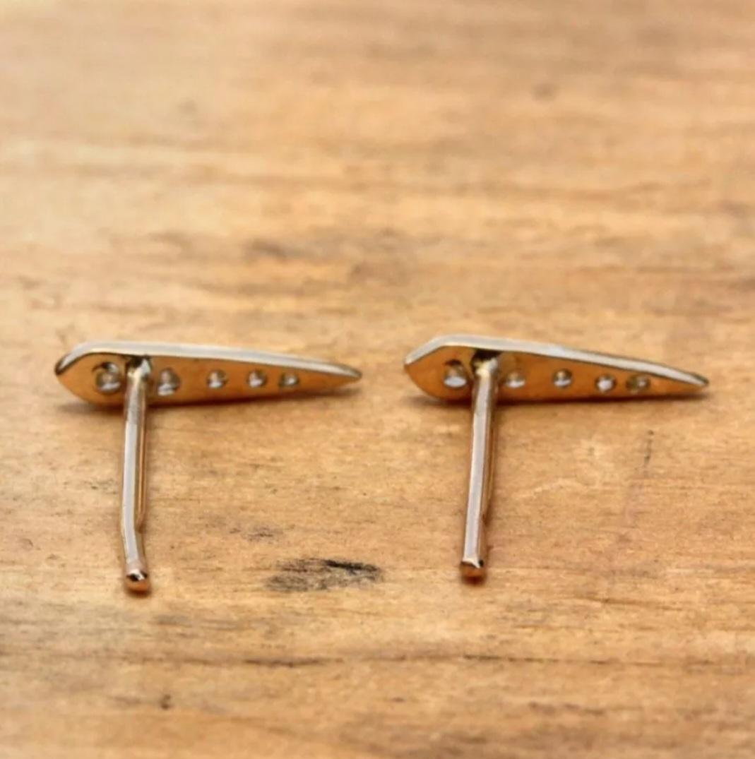 da uomo o donna Orecchini a punta in oro rosa 14K Gioielli di diamanti Regalo di compleanno per le mamme. in vendita