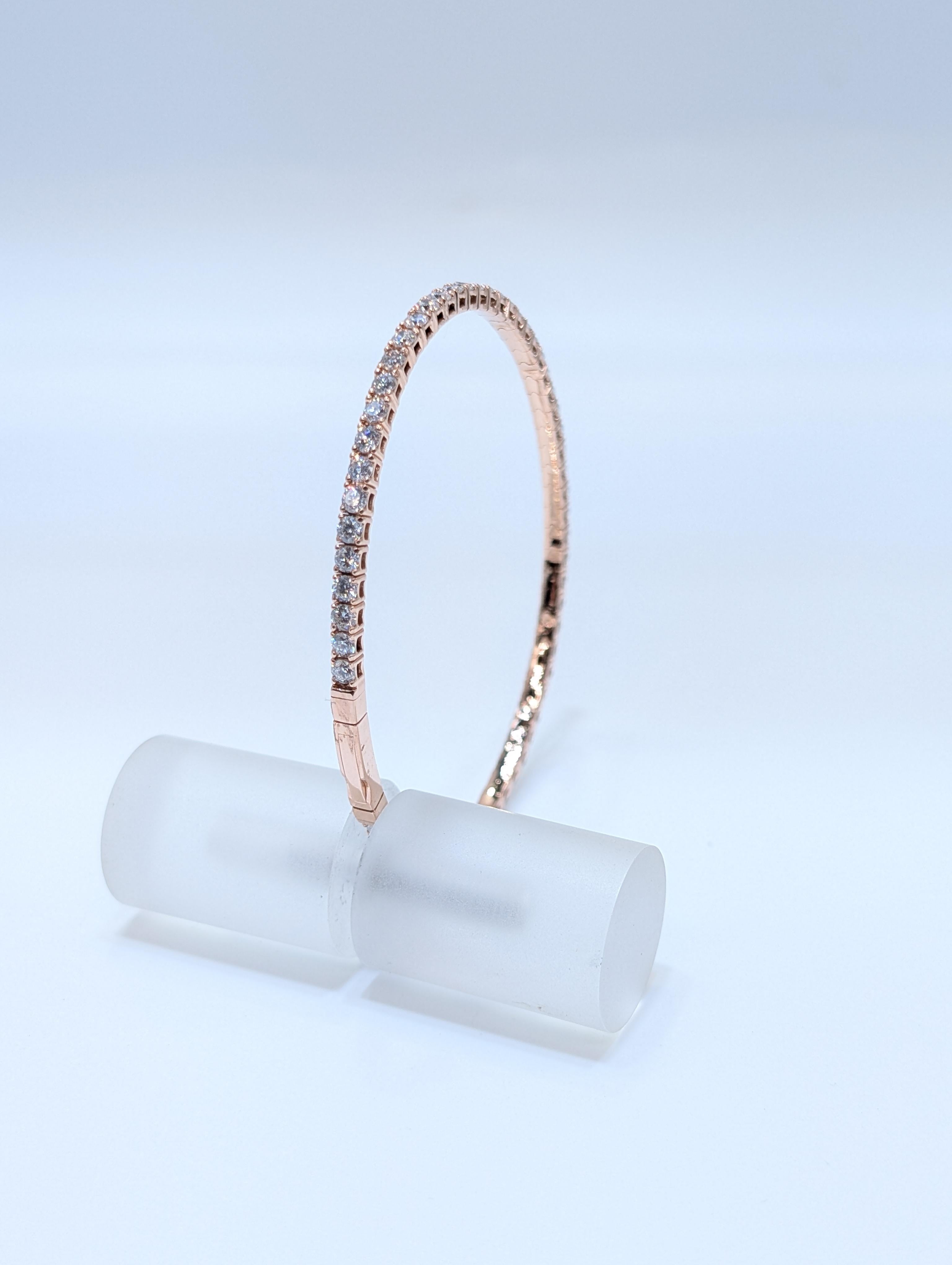 Pulsera Tenis Oro Rosa 14k Flex Diamante Natural en Nuevo estado para la venta en New York, US