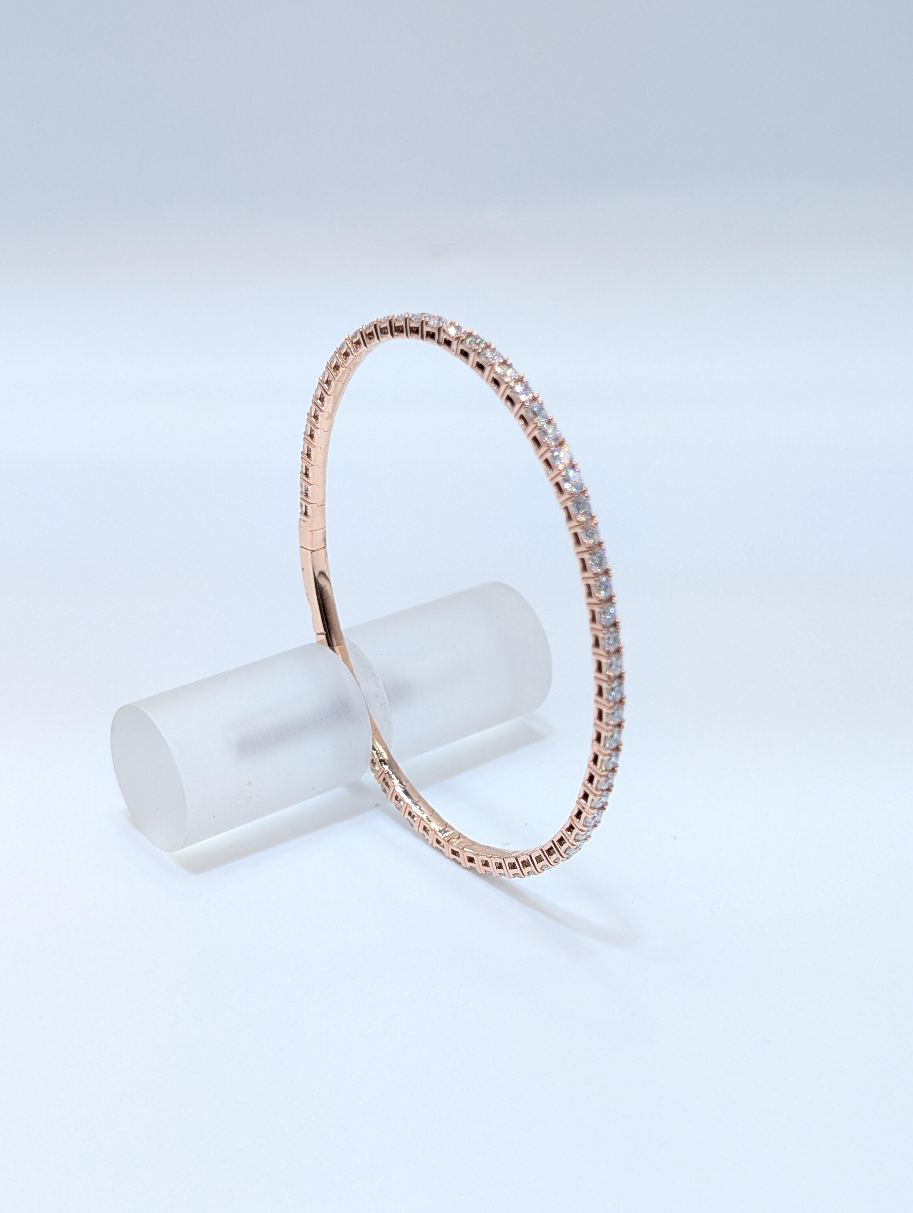Femenino o masculino Pulsera Tenis Oro Rosa 14k Flex Diamante Natural en venta