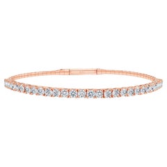 14K Rose Gold Flexible Diamond Bangle Bracelet