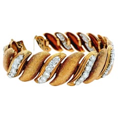 14K Rose Gold Florentined 'S' Links Diamond Bracelet