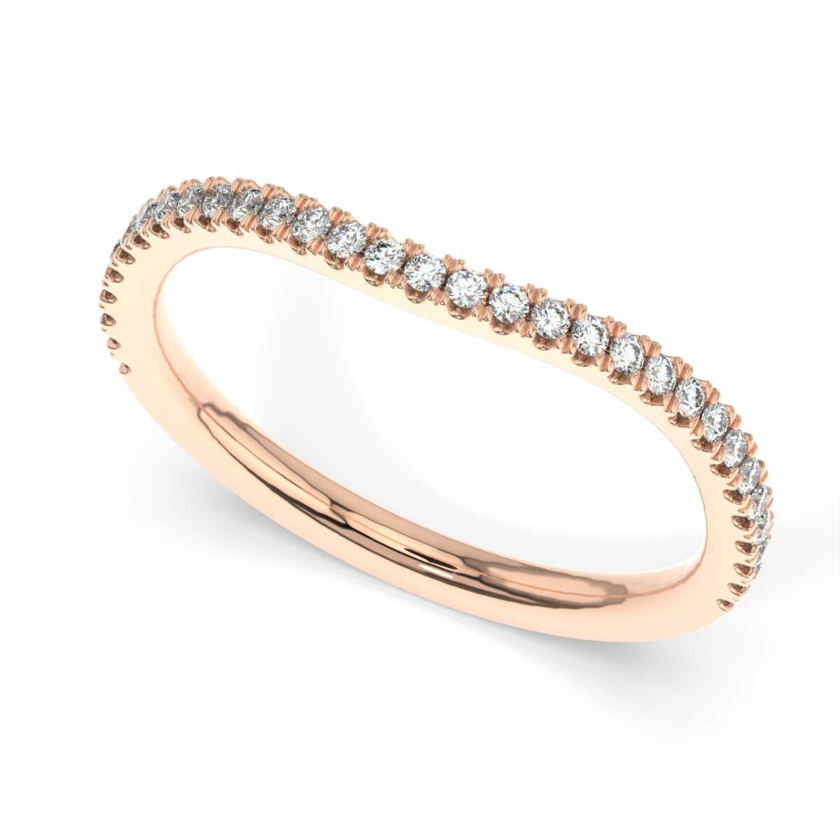 Round Cut 14K Rose Gold Frances Petite Curve Diamond Ring '1/5 Ct. tw' For Sale