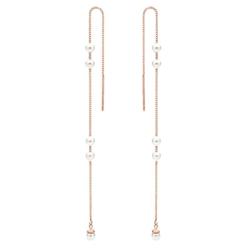 Freshwater Pearl 14K Rose Gold Threader Earrings
