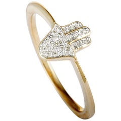14 Karat Rose Gold Full Diamond Small Hamsa Ring