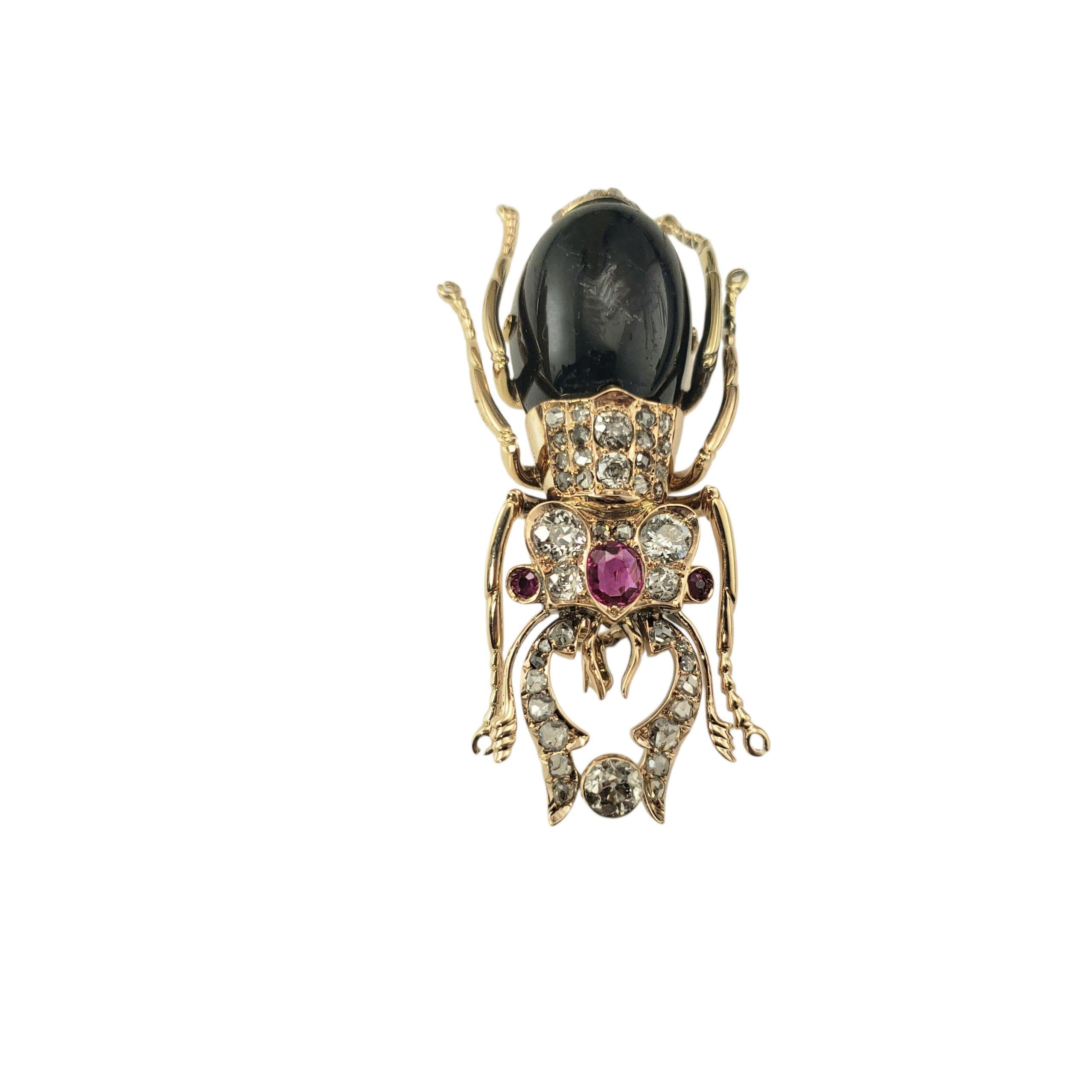 Contemporaneo Spilla a forma di scarabeo in oro rosa 14K con granato, zaffiro e diamante #22388 in vendita