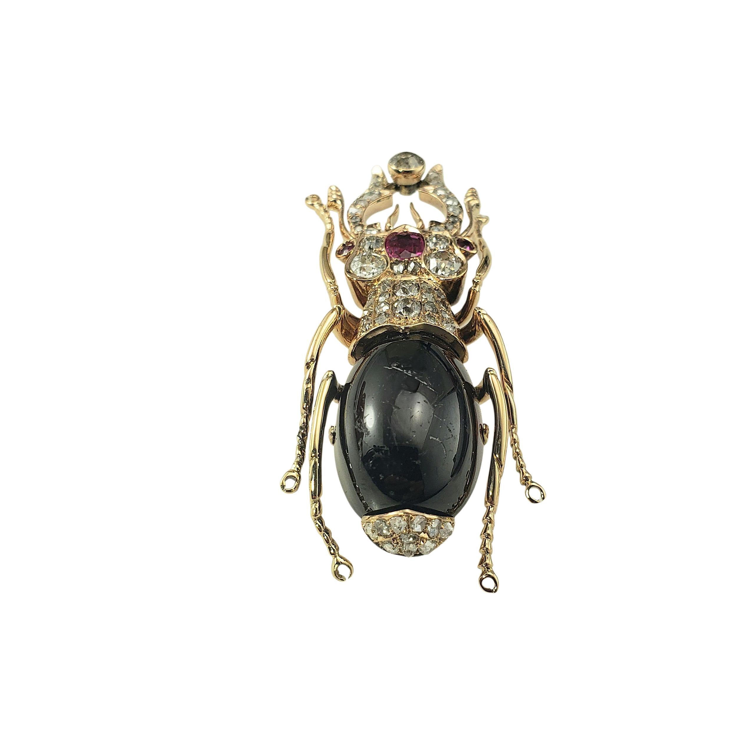 Cabochon Spilla a forma di scarabeo in oro rosa 14K con granato, zaffiro e diamante #22388 in vendita