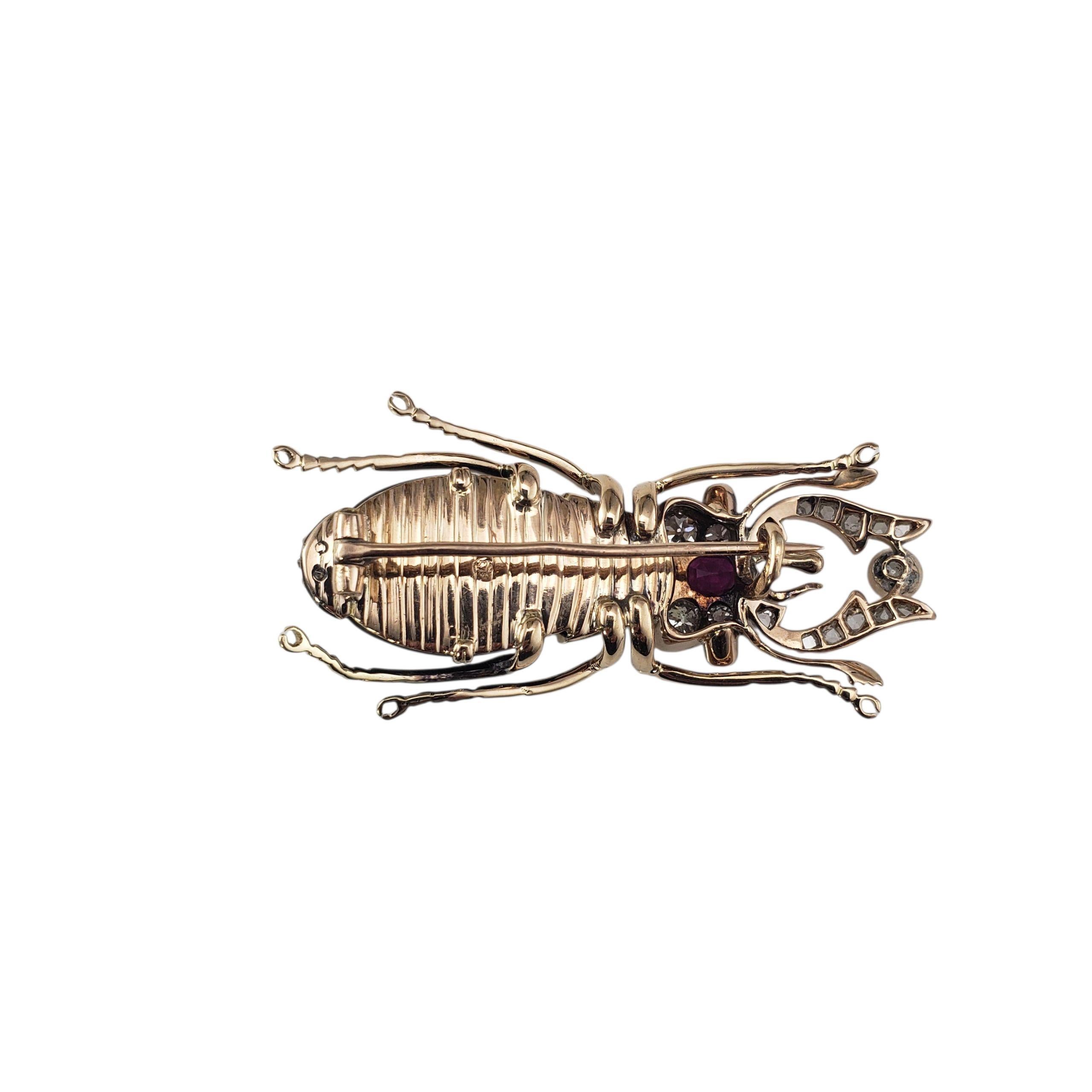 Spilla a forma di scarabeo in oro rosa 14K con granato, zaffiro e diamante #22388 In condizioni buone in vendita a Washington Depot, CT