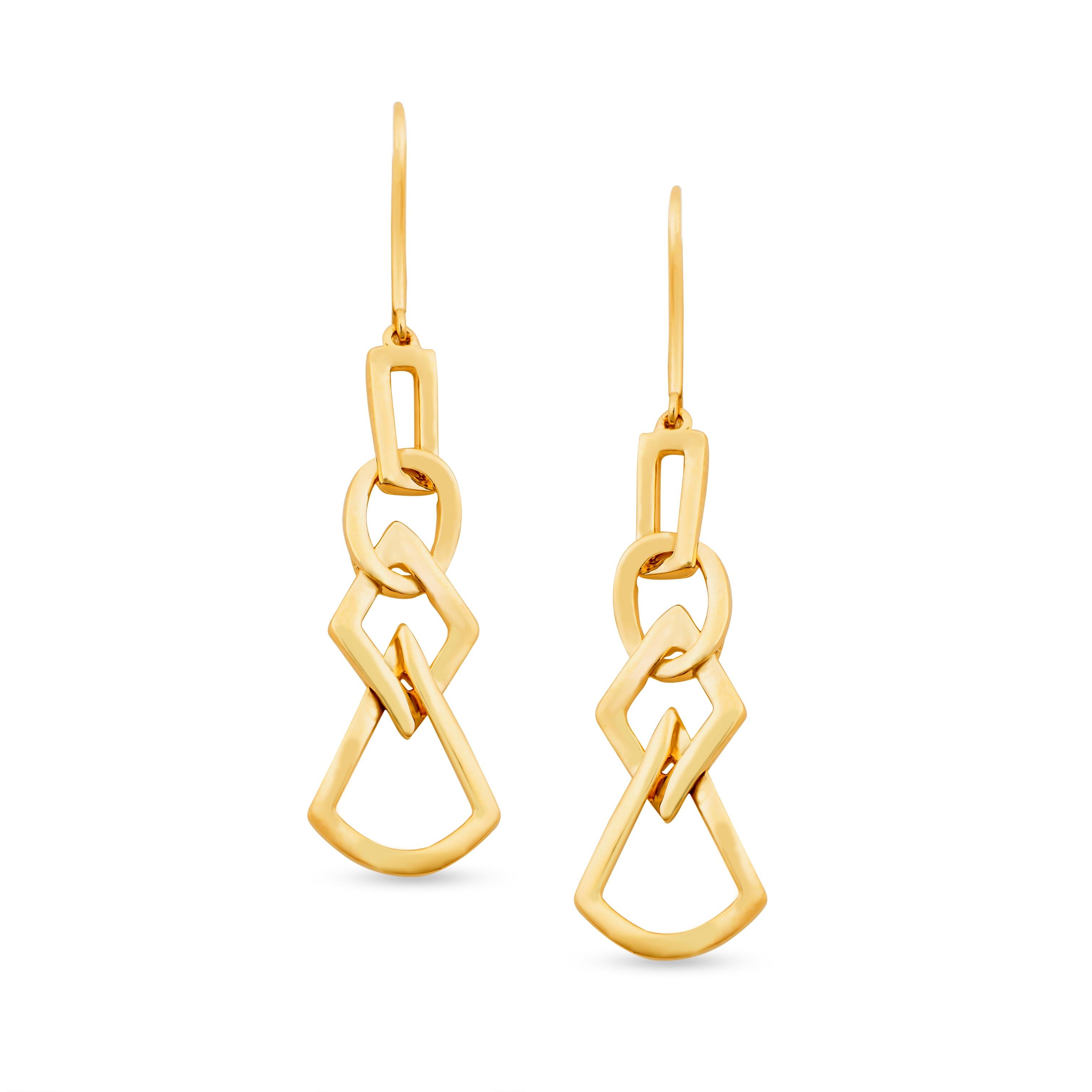 Boucles d'oreilles en or rose 14 carats avec motif géométrique Pour femmes en vente