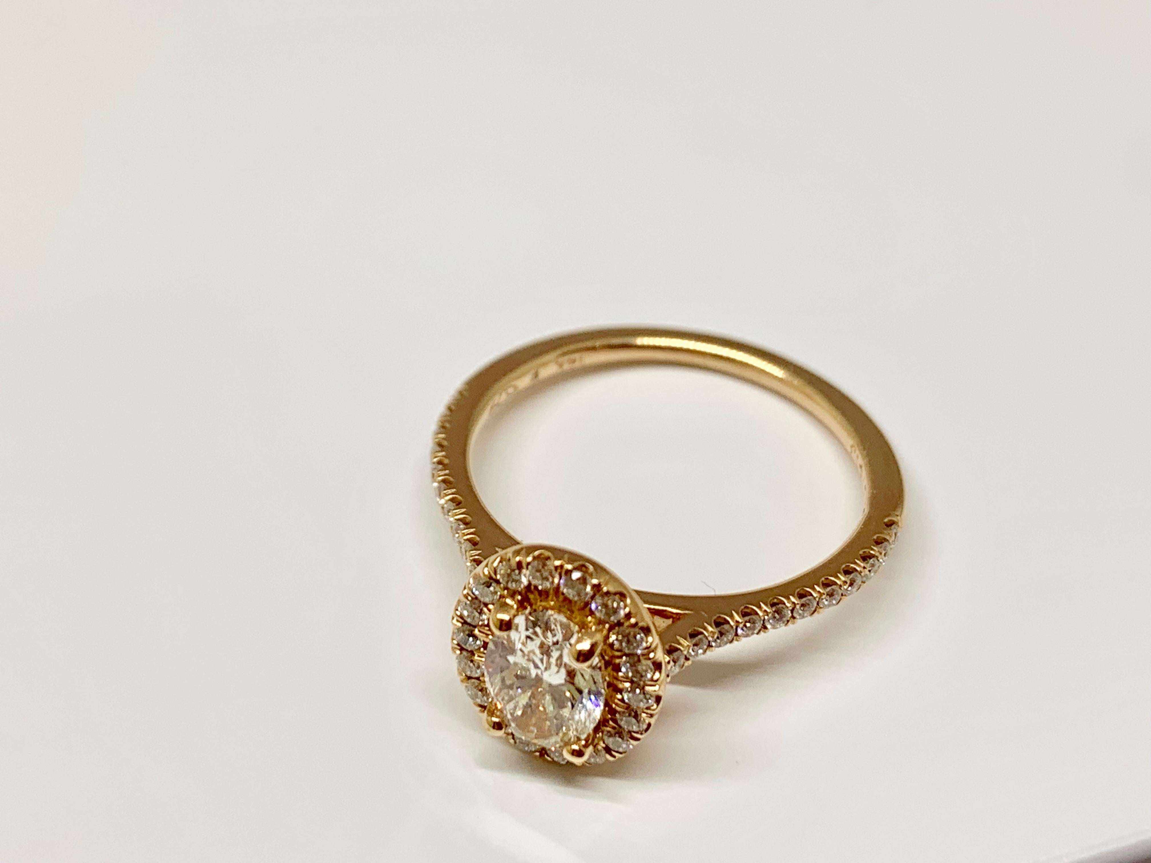 Romantic 14 Karat Rose Gold GIA Certified 1.02 Carat Total Weight Diamond Ring