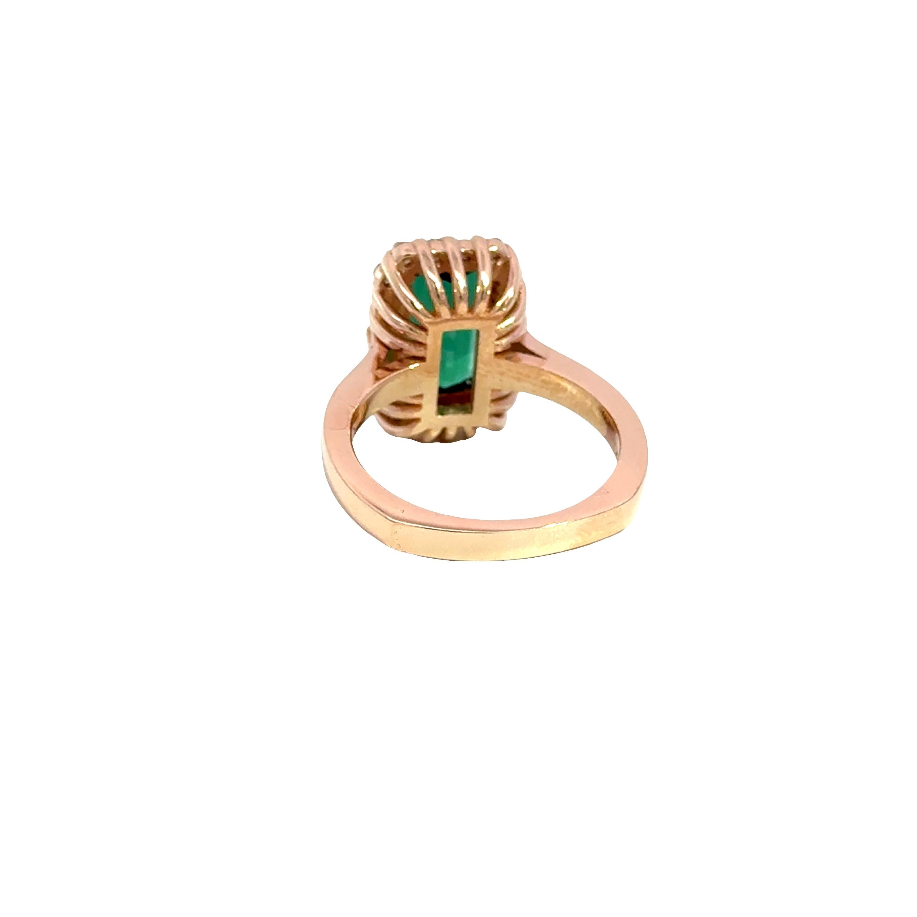 14k Rose Gold Green Tourmaline and Diamond Ri For Sale 1