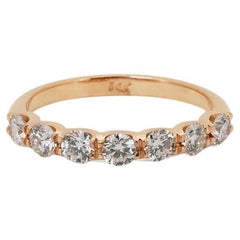 14k Rose Gold Half Eternity Ring with 0.84ct Natural Diamonds AIG Certificate