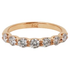 14k Roségold Halb-Eternity-Ring mit 0,84 Karat natürlichen Diamanten, AIG-Zertifikat