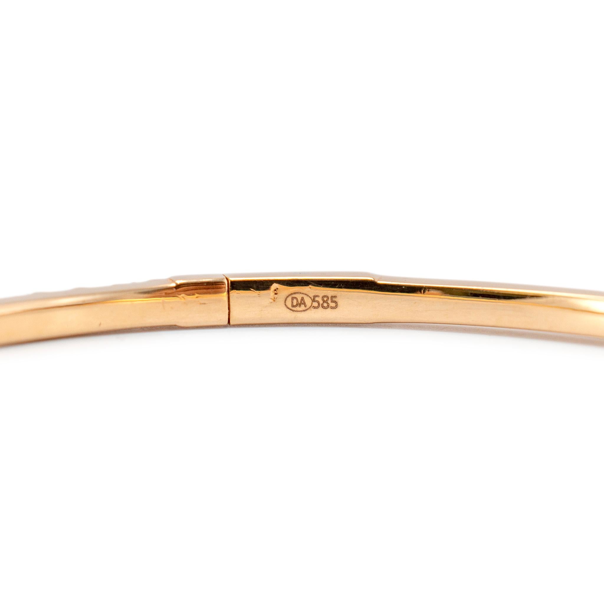14K Rose Gold Half Eternity Tennis 1.35ct Diamond Bangle Bracelet For Sale 2