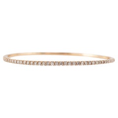 14K Rose Gold Half Eternity Tennis 1.35ct Diamond Bangle Bracelet
