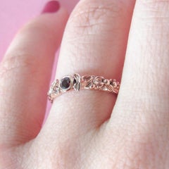 14 Karat Rose Gold Handmade Flowers and Garnet Ring