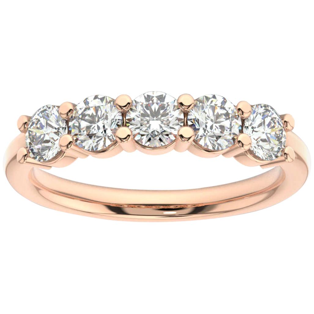14k Rose Gold Helena 5 Stone Diamond Ring '1 Ct. tw' For Sale