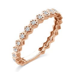 14K Rose Gold Honeycomb Diamond Stackable Ring