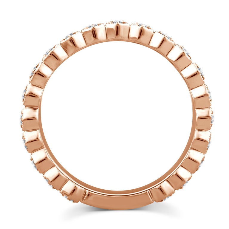 14K Rose Gold Honeycomb Diamond Stackable Ring For Sale at 1stDibs