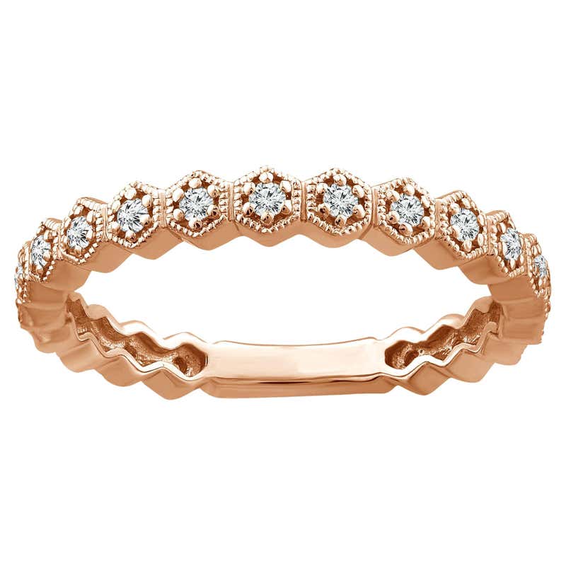 14K White Gold Honeycomb Diamond Stackable Ring For Sale at 1stDibs