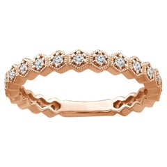 14K Rose Gold Honeycomb Diamond Stackable Ring