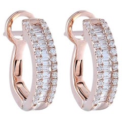 14K Rose Gold Hoops and Huggies Earrings with 0.43 Carat Diamonds