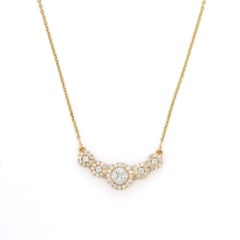 14K Yellow Gold Contemporary Design Diamond Pendant Necklace
