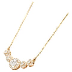 14K Yellow Gold Contemporary Design Diamond Pendant Necklace