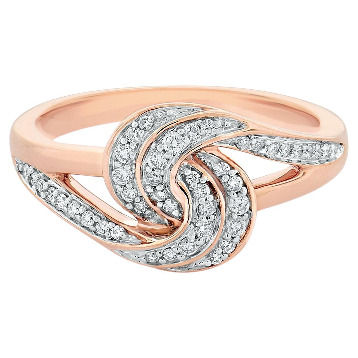 14 Karat Roségold Ring mit verschlungenen Diamanten im Angebot