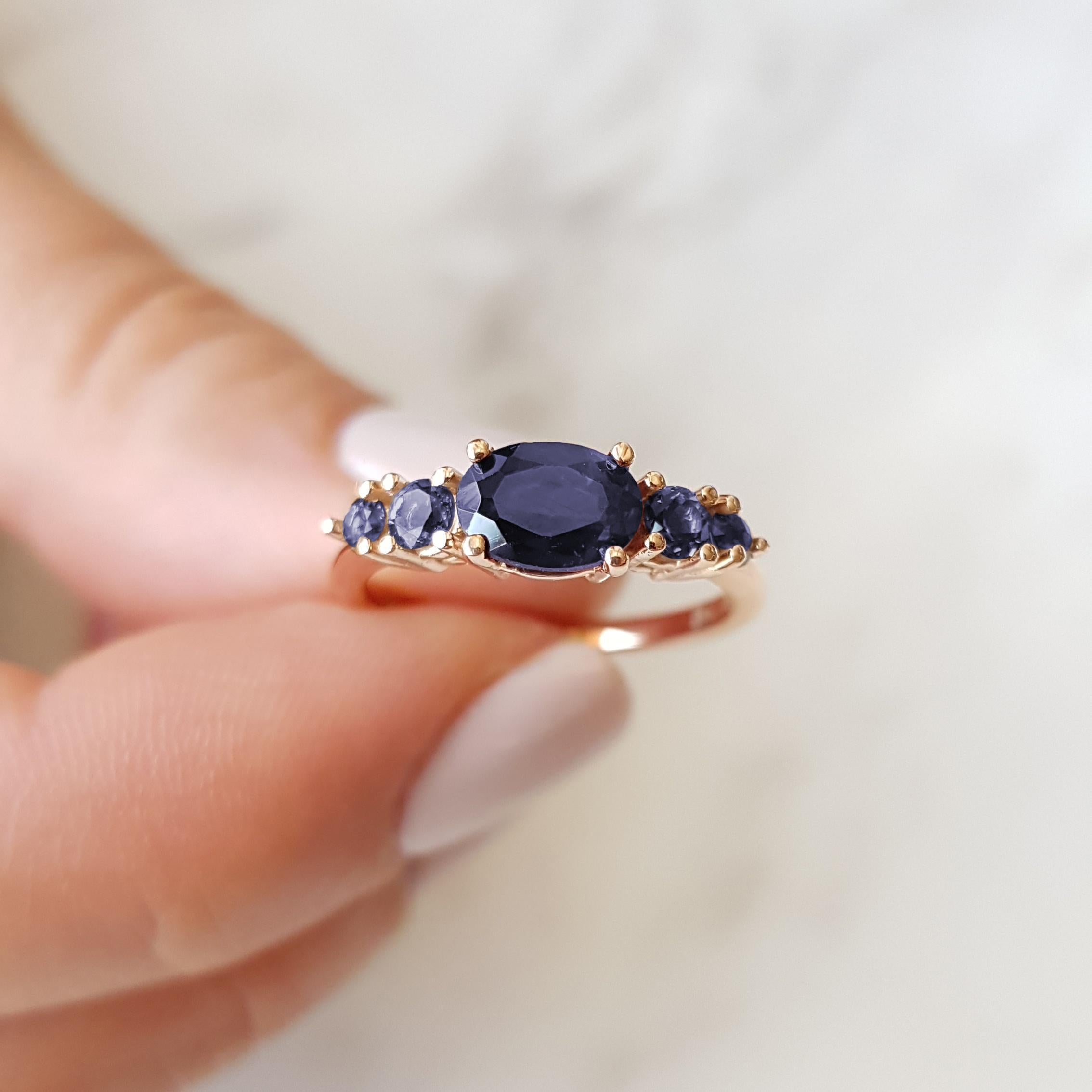 MADE TO ORDER *Please note that we take 45 business days to create your jewel before its ready to ship.  

A 14K rose gold ring perfectly matching Iolites. 

Genuine Gemstones: Iolites (round), Iolite (oval)

The perfect and unique ring to give to
