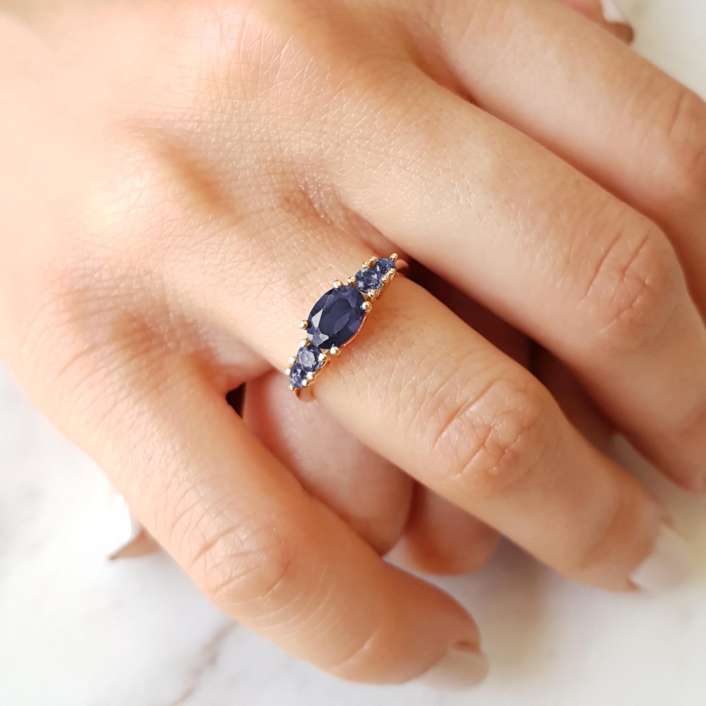 14 Karat Rose Gold Iolite Ring In New Condition For Sale In San Pedro Garza Garcia, Nuevo Leon