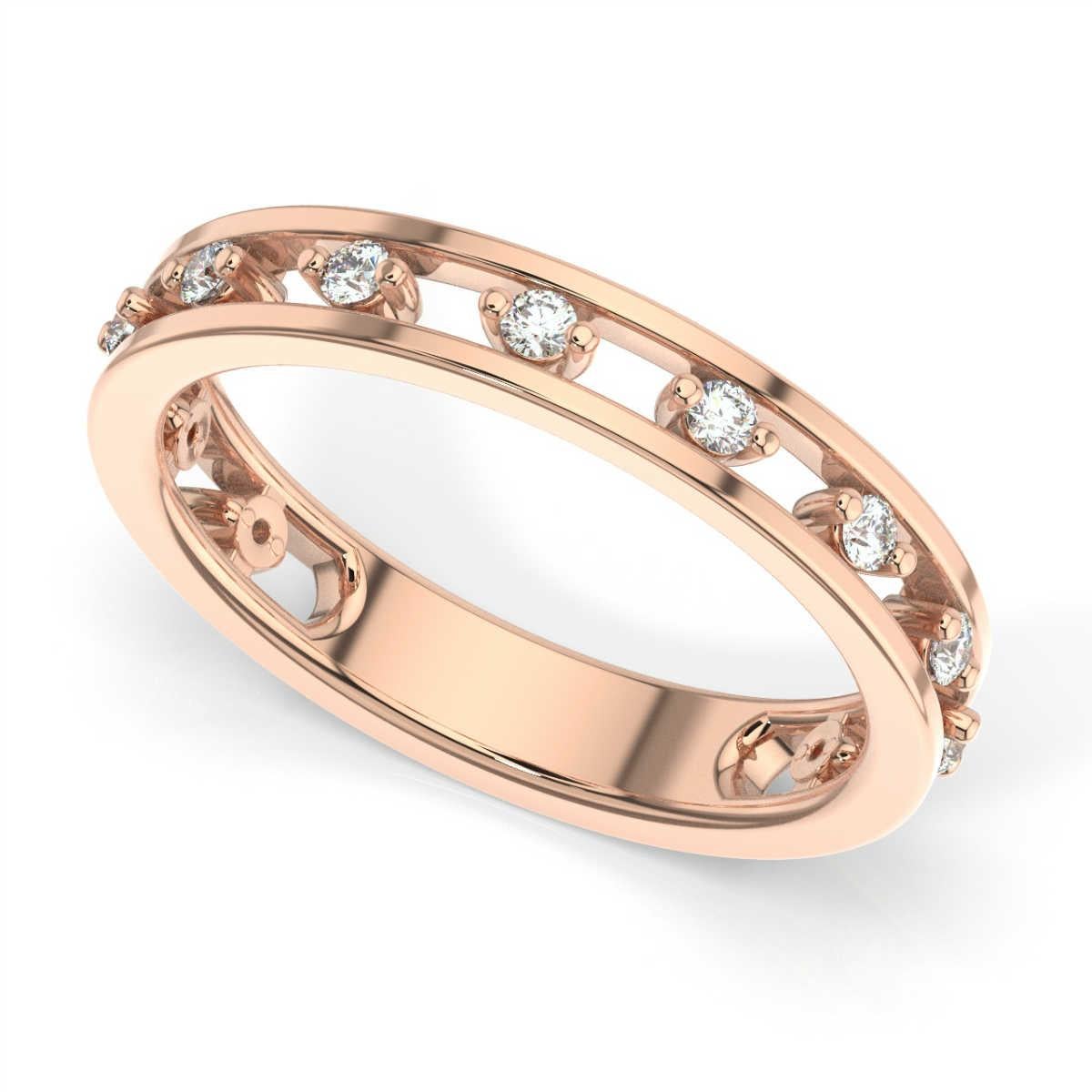 Round Cut 14 Karat Rose Gold Janet Floating Diamond Ring '1/5 Carat' For Sale