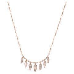 Luxle 0.65 CT Leaf Dangle Diamond Necklace 14K Rose Gold