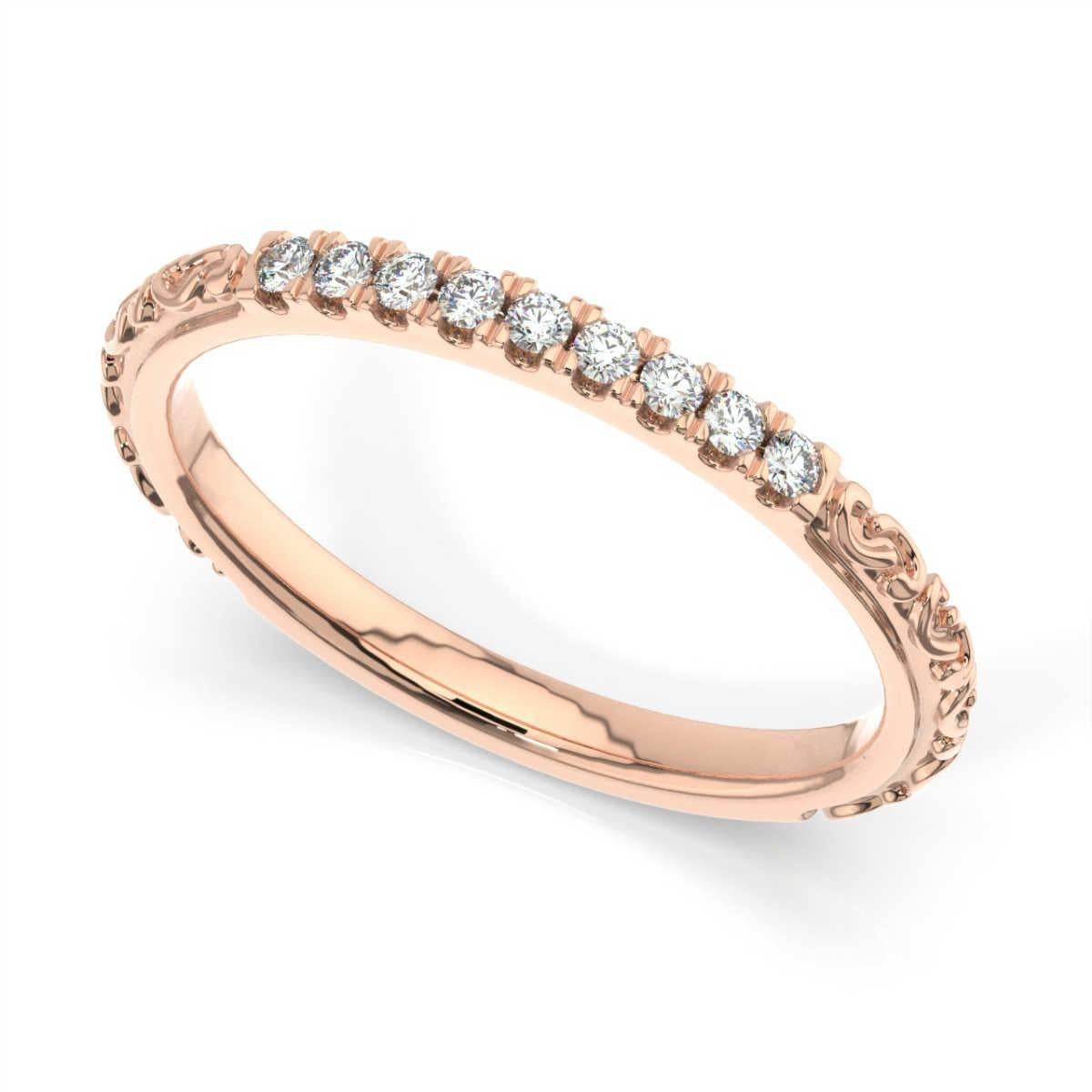 14K Roségold Diamantring '1/10 Ct. tw' (Rundschliff) im Angebot