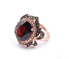 14 Karat Rose Gold LeVian Garnet, Tsavorite, and Vanilla Topaz Ring