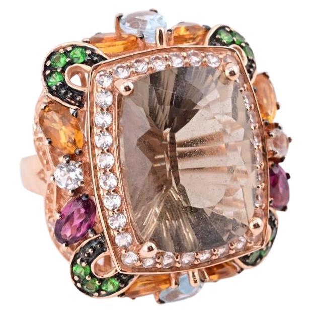 14K Rose Gold Levian Ring With Smokey Quartz Fine Beautiful Color Gemstones