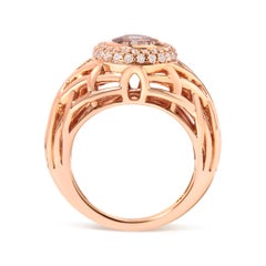 14K Rose Gold Light Pink Morganite and 3/8 Cttw Diamonds Halo Cocktail Ring