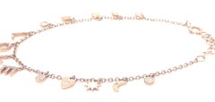 14k Rose Gold "LOVE" Charm Bracelet with Diamond Accents Petite Gorgeous 7"