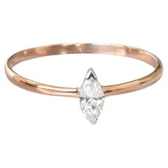 14k Rose Gold Marquise Diamond Solitaire Ring Engagement Ring Wedding Ring