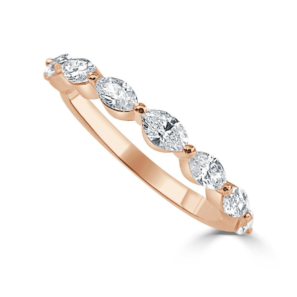 Baguette Cut 14K Rose Gold Marquise Shape 0.75ct Diamond Band for Her For Sale