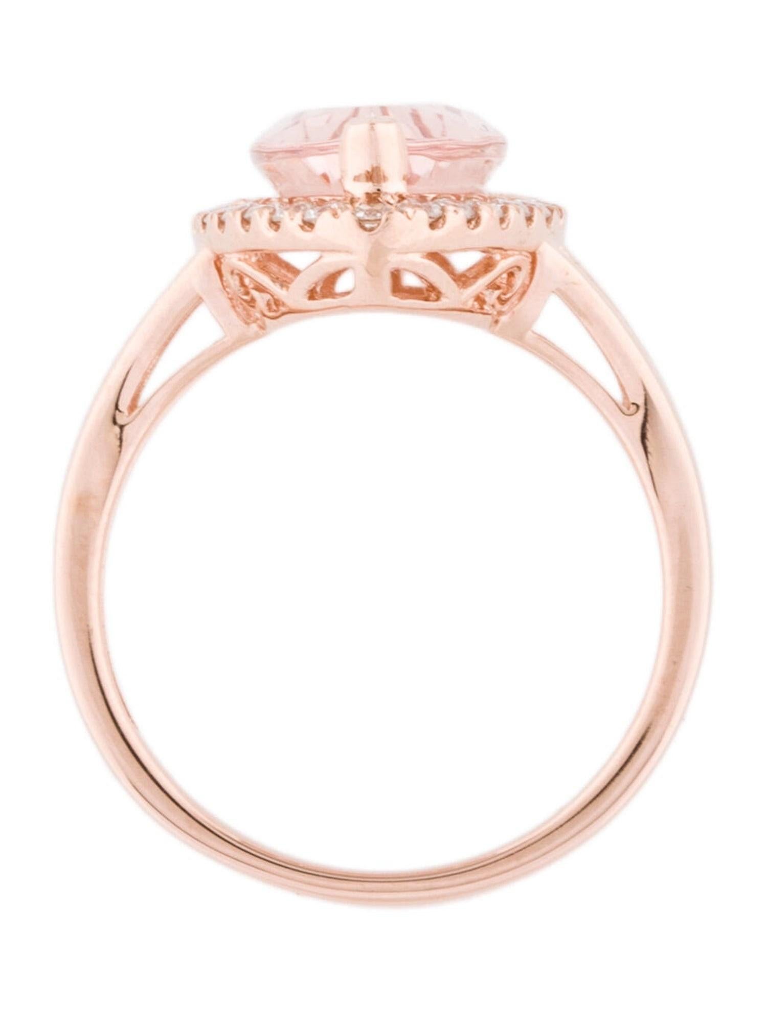 14K Rose Gold Marquise Shaped 3.50 CT Morganite & Diamond Engagement Ring In New Condition For Sale In New York, NY