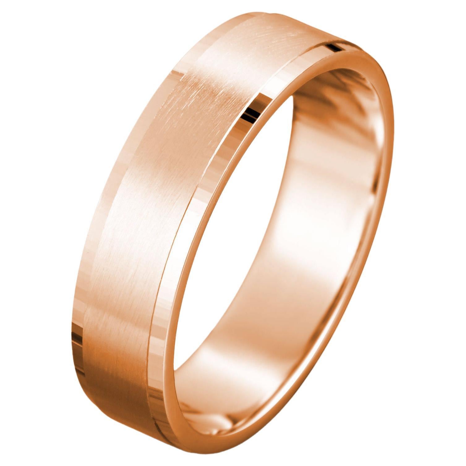 For Sale:  14k Rose Gold Mens Wedding Band, Solid Gold Mens Wedding Band