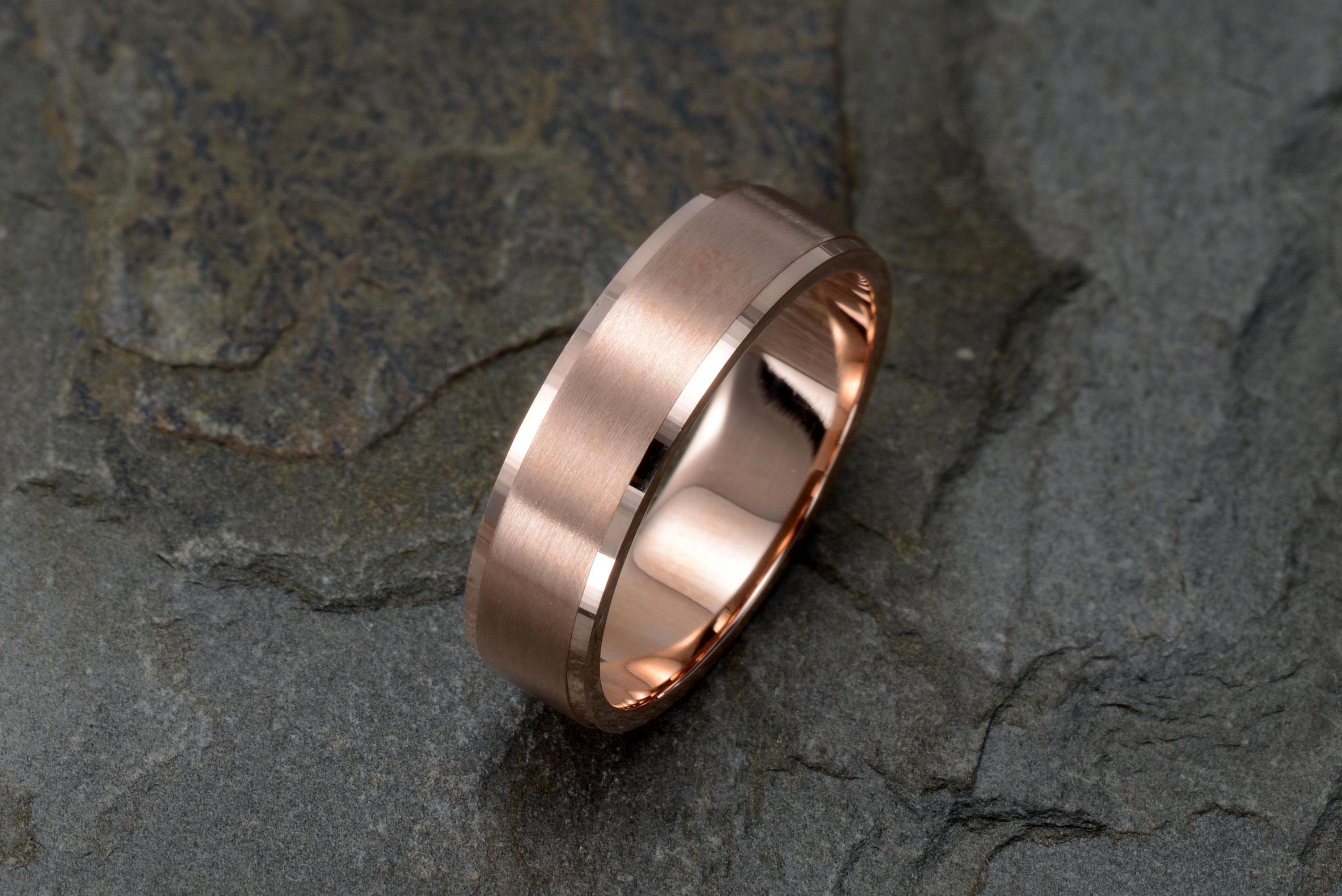 For Sale:  14k Rose Gold Mens Wedding Band, Solid Gold Mens Wedding Band 2