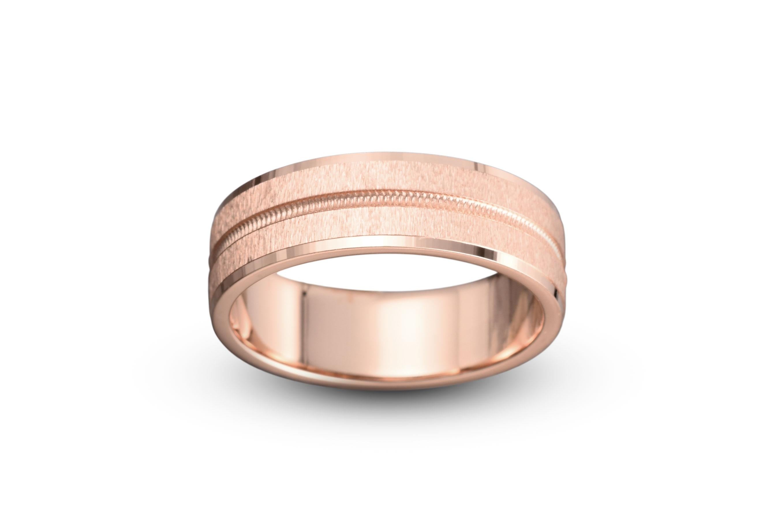 For Sale:  14k Rose Gold Mens Wedding Band Solid Gold Ring  2