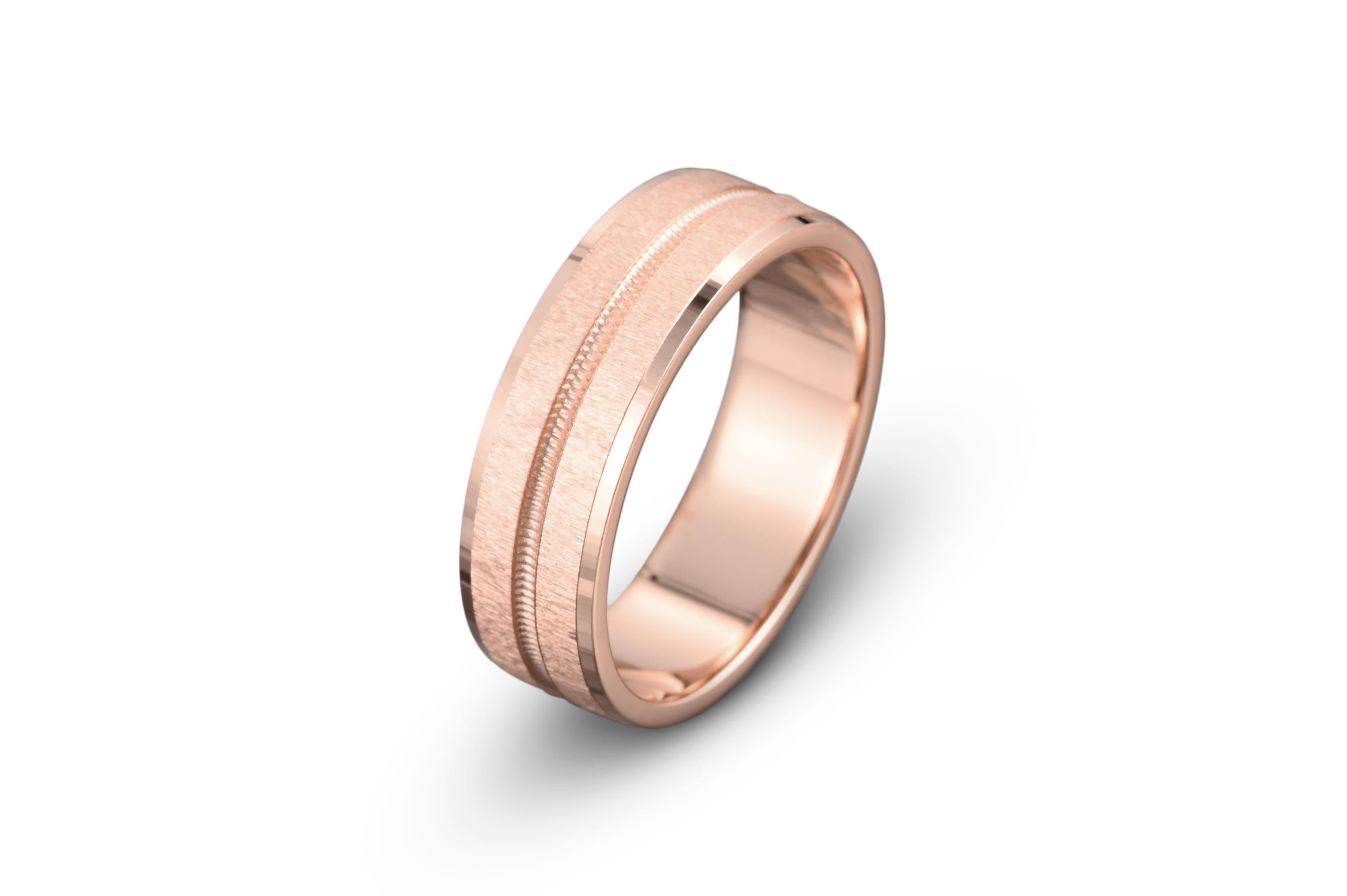 For Sale:  14k Rose Gold Mens Wedding Band Solid Gold Ring  4