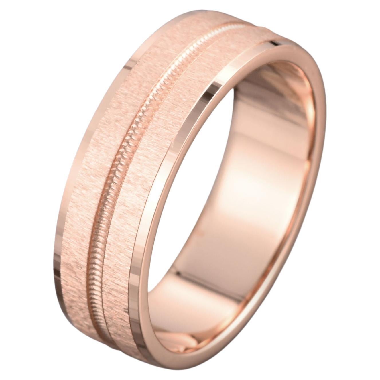 For Sale:  14k Rose Gold Mens Wedding Band Solid Gold Ring