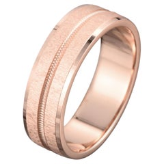 14k Rose Gold Mens Wedding Band Solid Gold Ring 