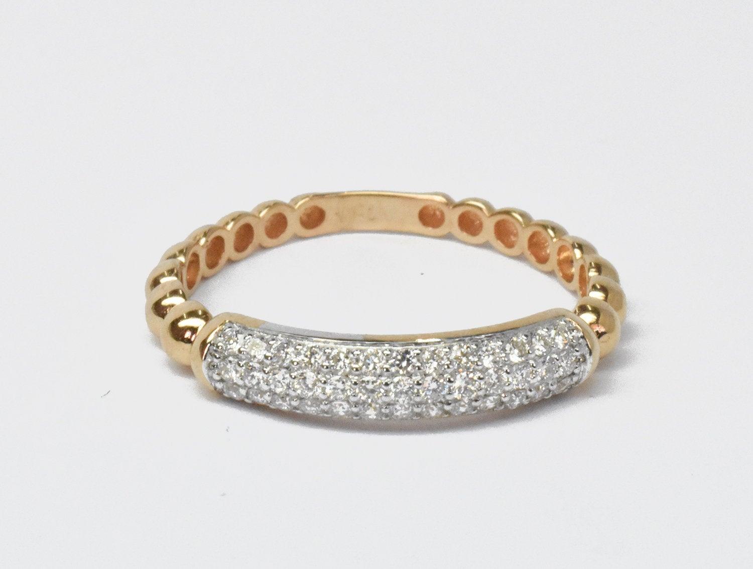 For Sale:  14K Gold Micro Pave Wedding Diamond Ring Half Eternity Diamond Ring 2