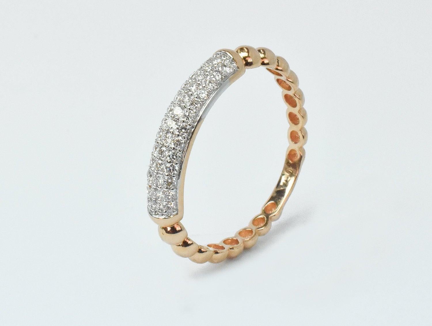 For Sale:  14K Gold Micro Pave Wedding Diamond Ring Half Eternity Diamond Ring 4