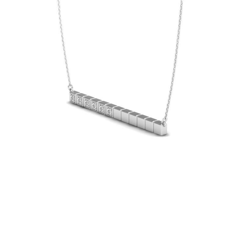 Women's 14K Rose Gold Modern Bar Diamond Pendant Necklace For Sale
